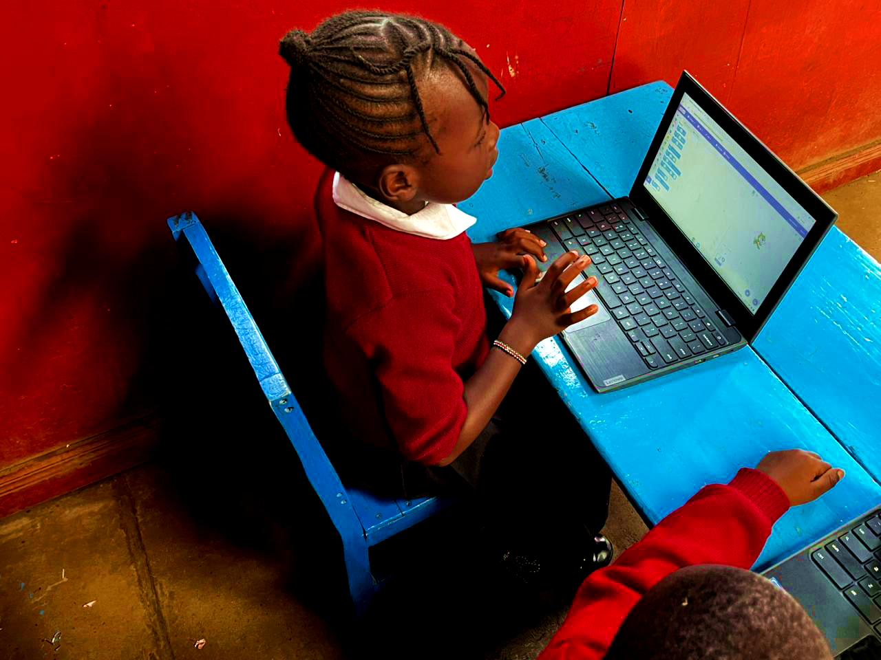 Learner on keyboard